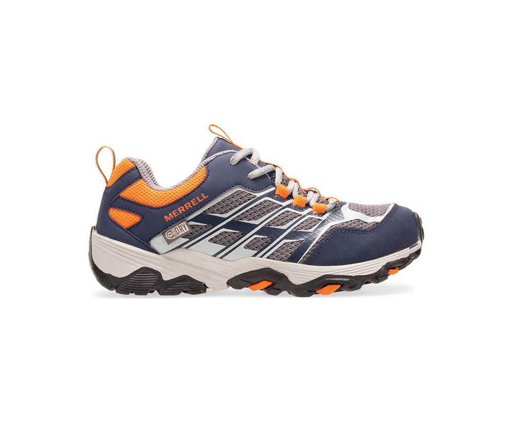 Merrell Hiking Shoes Navy/Grey/Orange - Moab FST Low Waterproof - Kids 64MPBTHVE